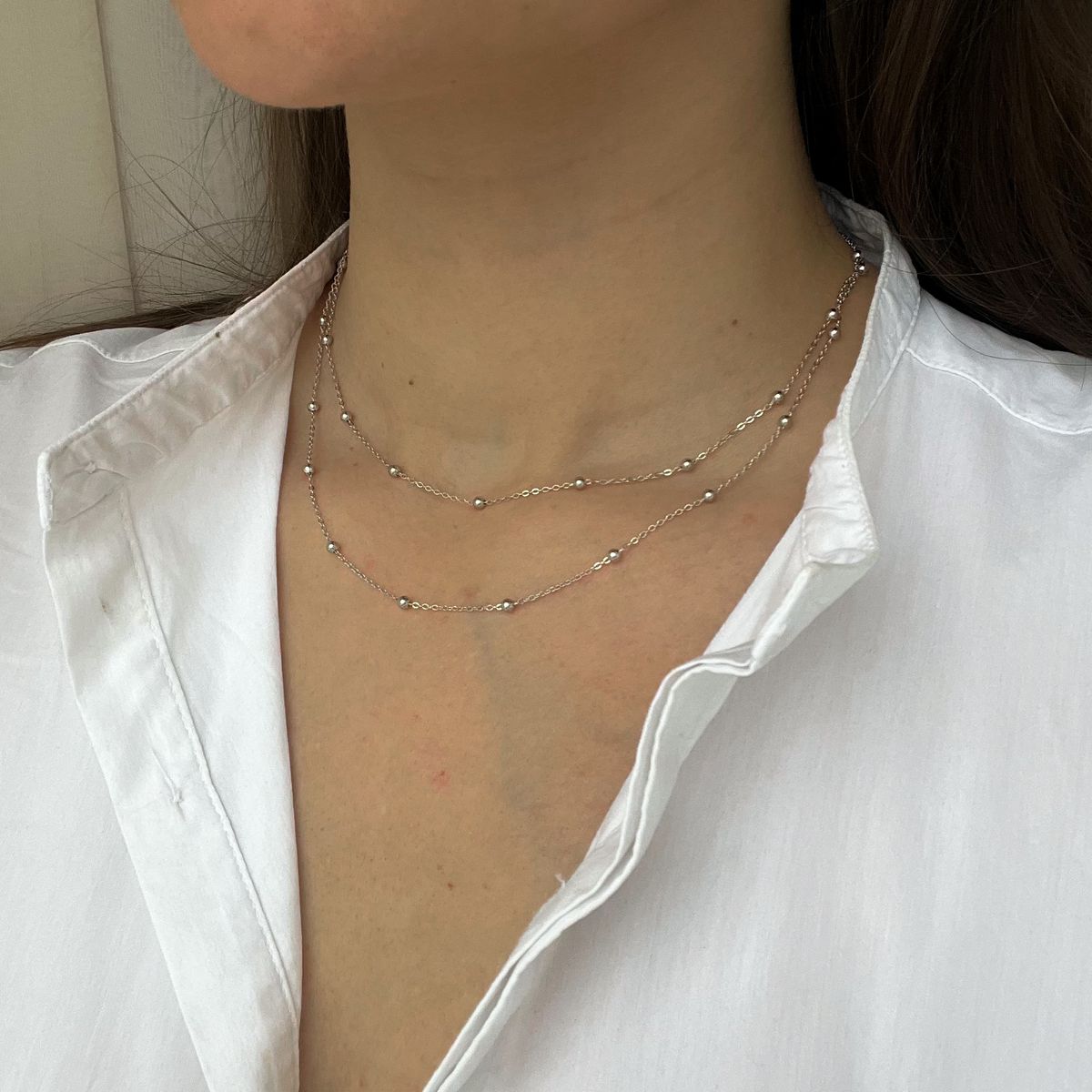 Серебряное колье SilverBreeze без камней (2134480) 400-450
