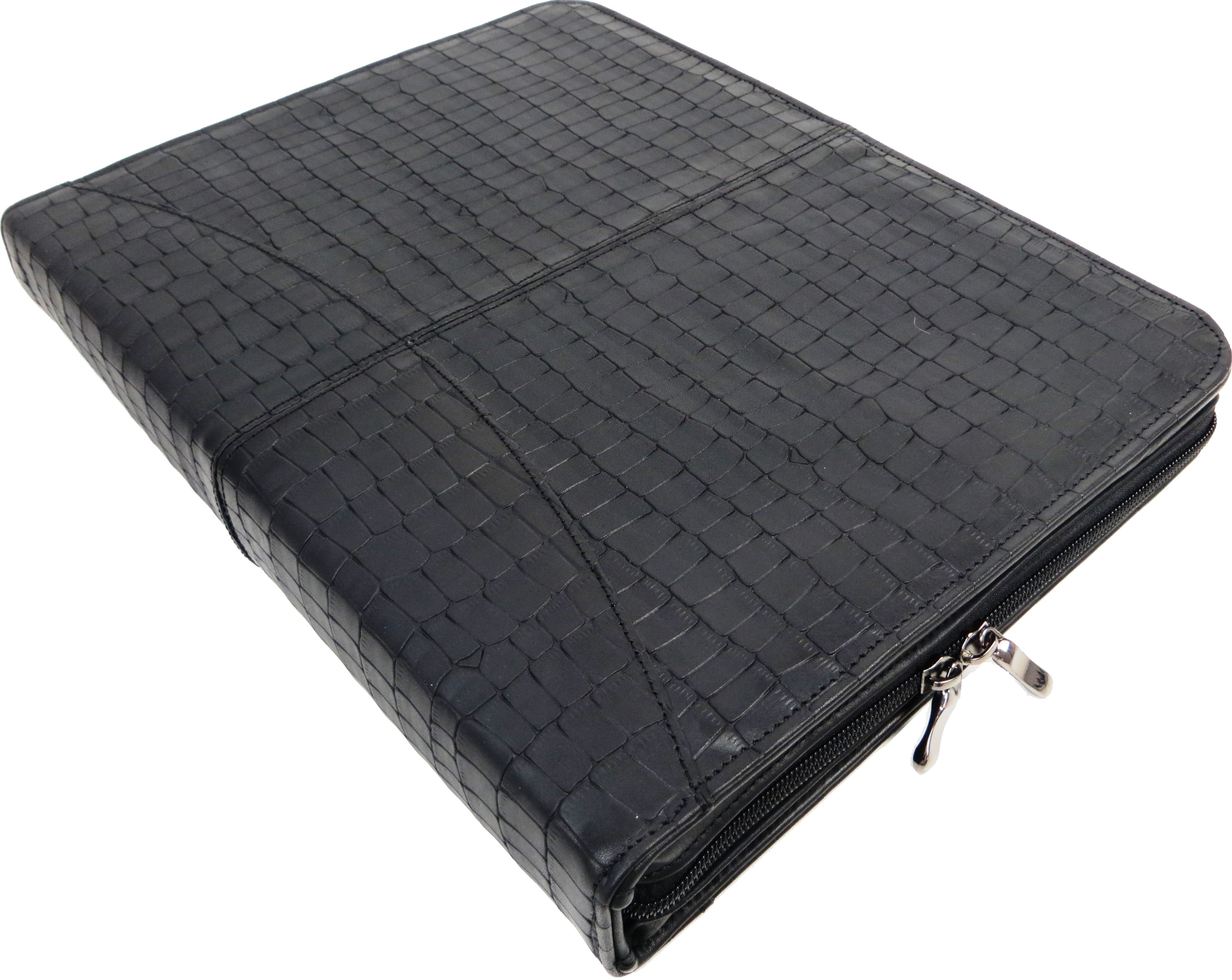 Деловая папка для документов из кожи под крокодила Portfolio Черный (Port1014 croco black)