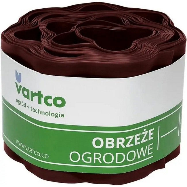 Лента бордюрная садовая VARTCO 20 см 9 метров коричневая