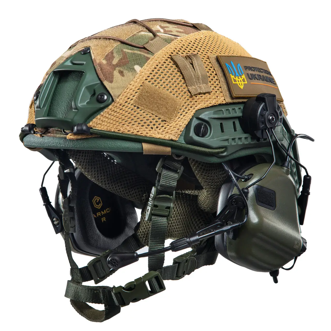 Комплект шлем FAST Team Wendy Helmet NIJ IIIA/наушники Earmor M32H MOD3/кавер XL Мультикам