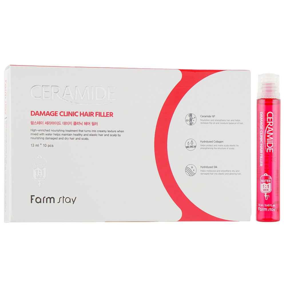 Филлер для восстановления поврежденных волос с керамидами Farmstay Ceramide Damage Clinic Hair Filler 13 мл (8809615881156)