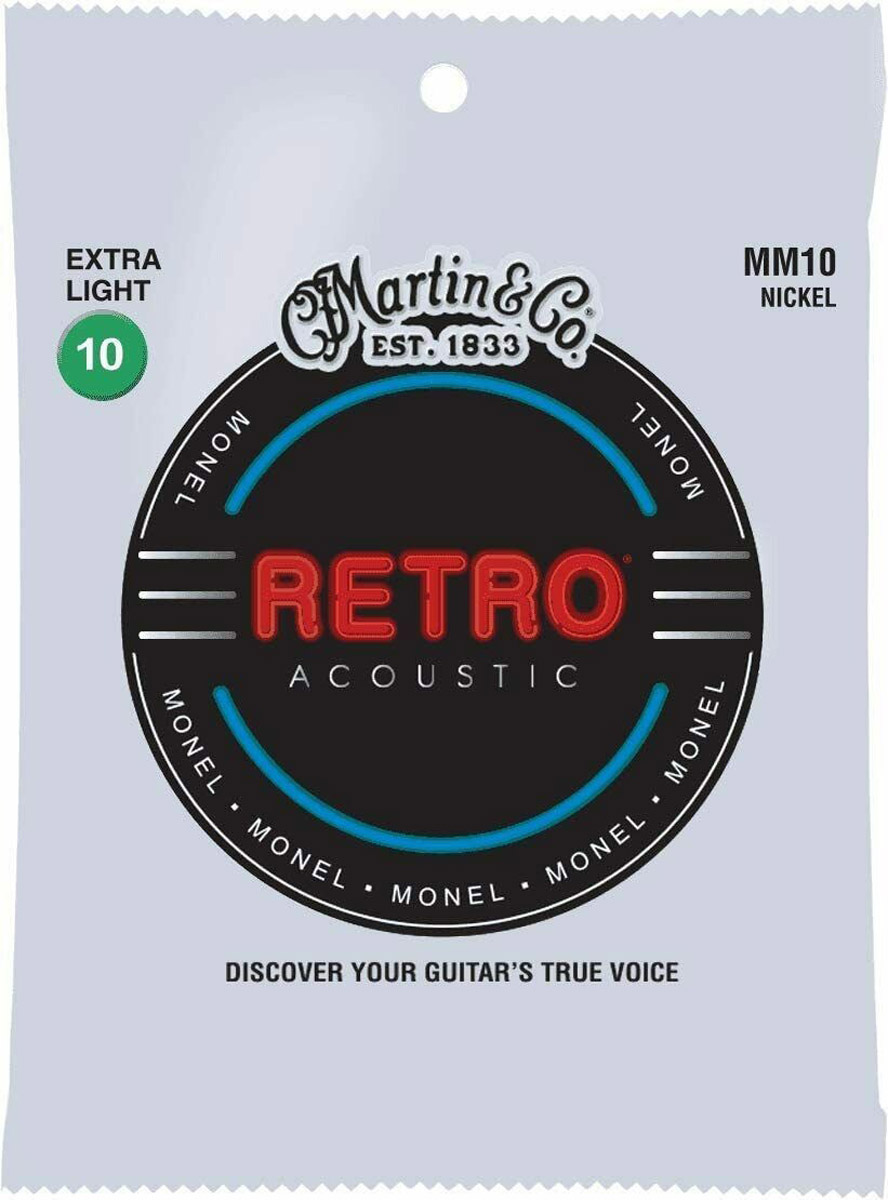 Струны для акустической гитары Martin MM10 Retro Acoustic Guitar Strings Extra Light 10/47