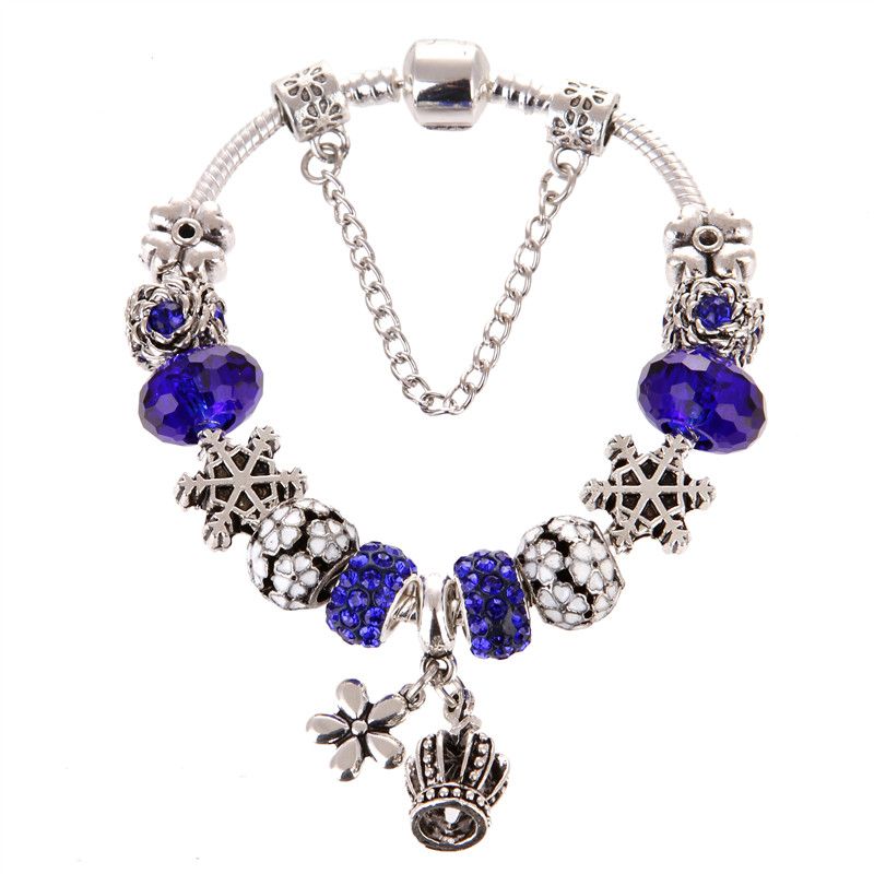 Женский браслет Jewel Antique Silver Plated Snow Blue Cеребристый (AJ_brJJi1)