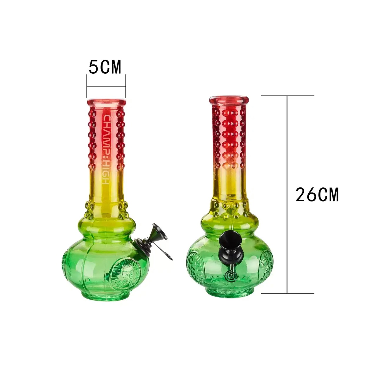 Бонг стеклянный водяной Champ High Bong Rasta Tribute 26 см Зелено-красный (40506241)