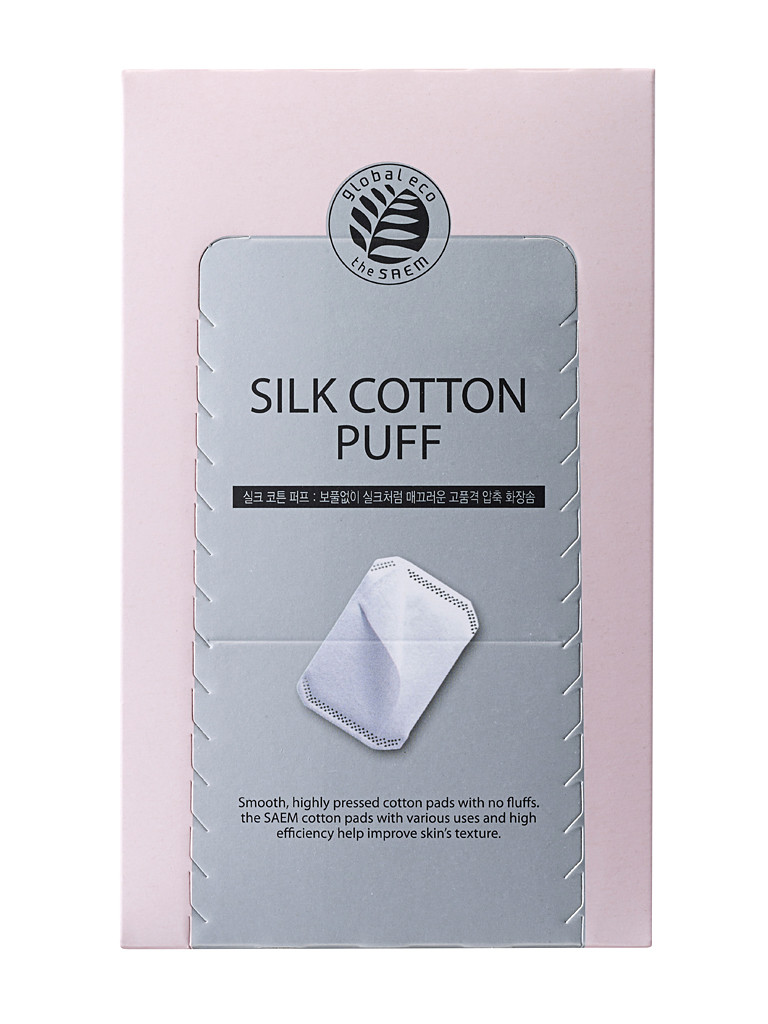 Косметические пафы из тонкого хлопка The Saem Silk Cotton Puff 90 шт (8806164143865)