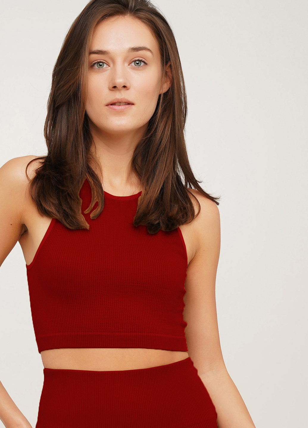Топ в рубчик из микрофибры Giulia HALTER TOP RIB winery-S/M