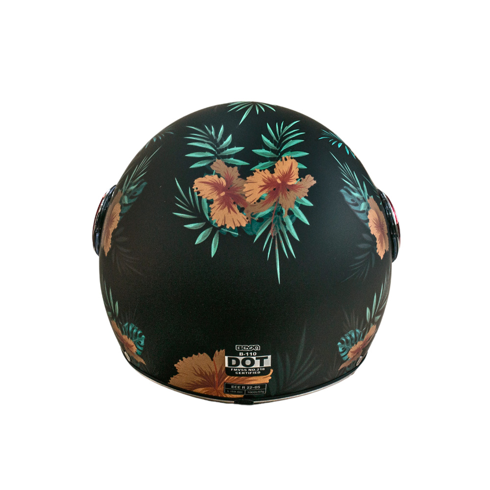 Мотошлем открытый Beon B-110B XL Matt Black-Flower (298689)