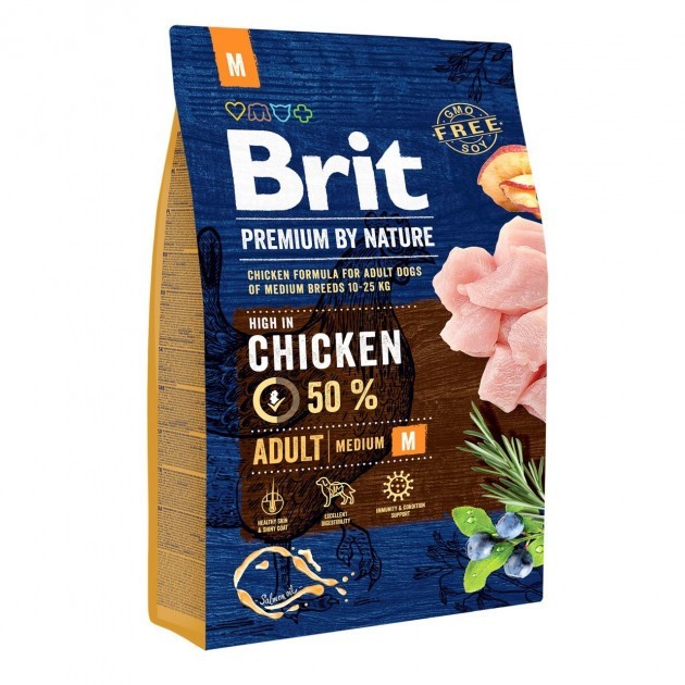 Brit (Чехия) Сухой корм Brit Premium Adult M 3 kg (для взрослых собак средних пород)