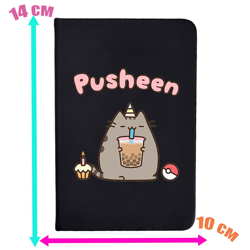 Блокнот No brand Pusheen cat Кот с коктельем А5  Черный v-12474