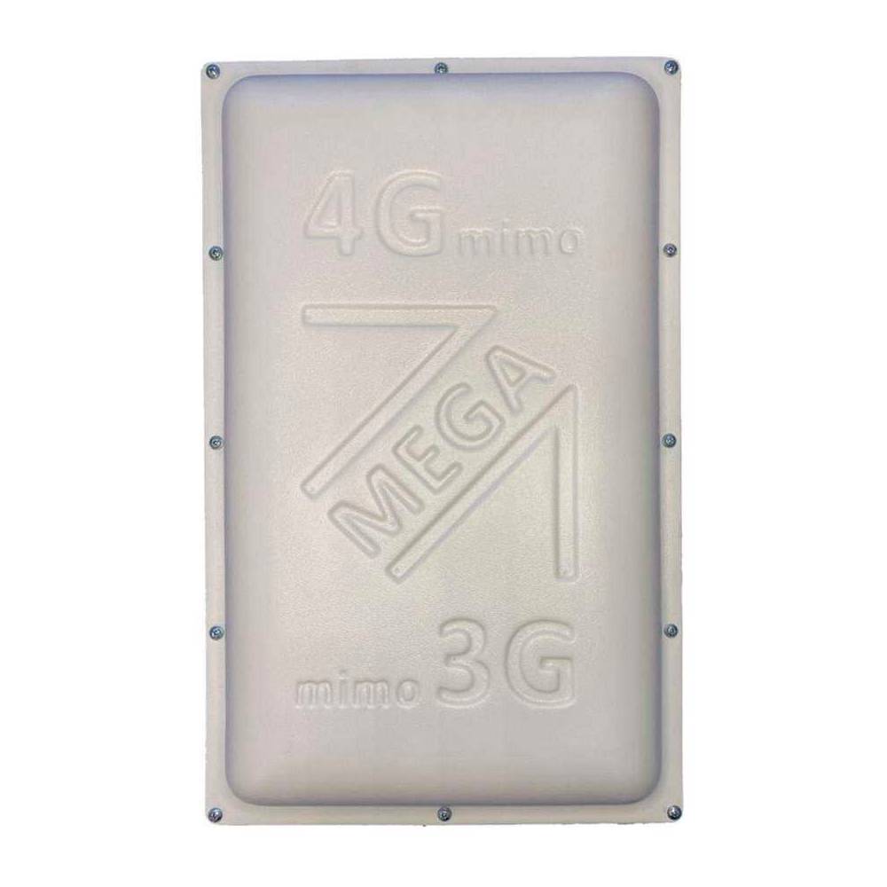 Широкосмугова 3G/4G MIMO антена панельного типу MEGA v2 1700-2700 МГц з підсиленням 18 дБі кабель + перехідники CRC-9