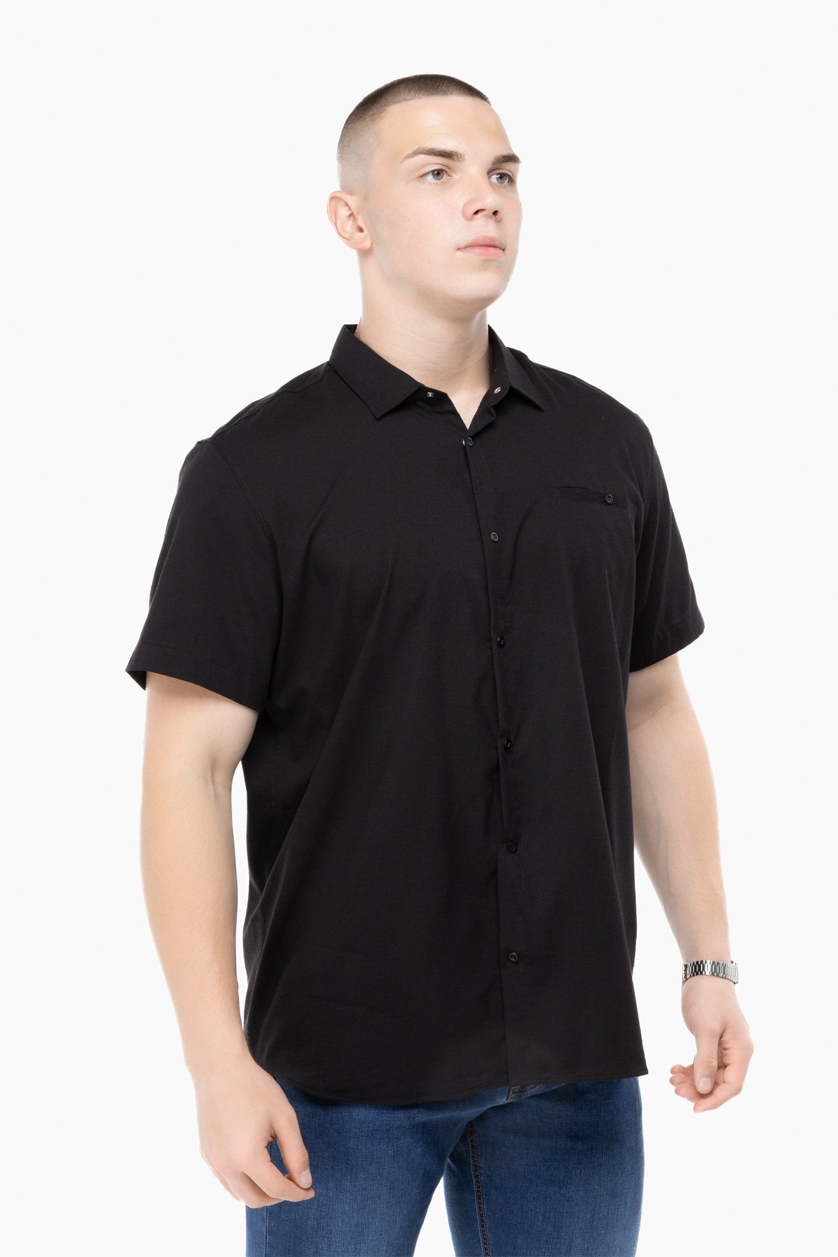 Рубашка классическая однотонная мужская Stendo 235004 4XL Черный (2000989740193)