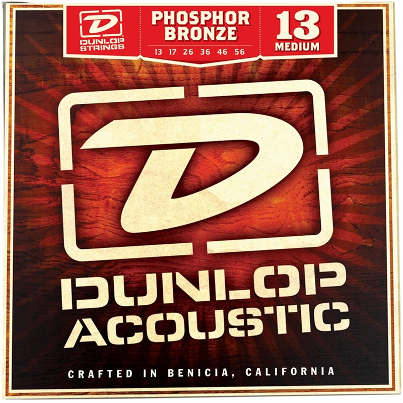 Струни для акустичної гітари 6 шт Dunlop DAP1356 Acoustic Phosphor Bronze Medium Guitar Strings 13/56