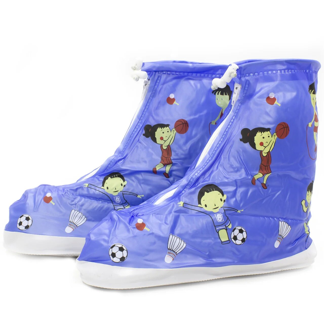 Детские резиновые бахилы Lesko на обувь от дождя Спорт р.34-35 водонепроницаемые Синий (3717-12210)