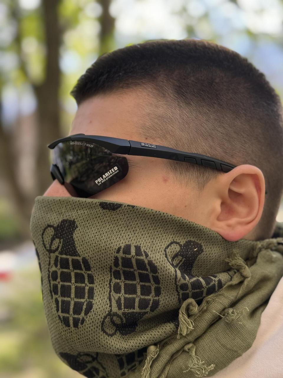 Тактические очки 5.11 Tactical Aileron Shield с 4 линзами черная оправа с поляризацией