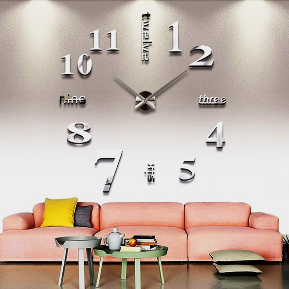 Настінний 3D годинник 4215 Сріблястий (16-4215-1)