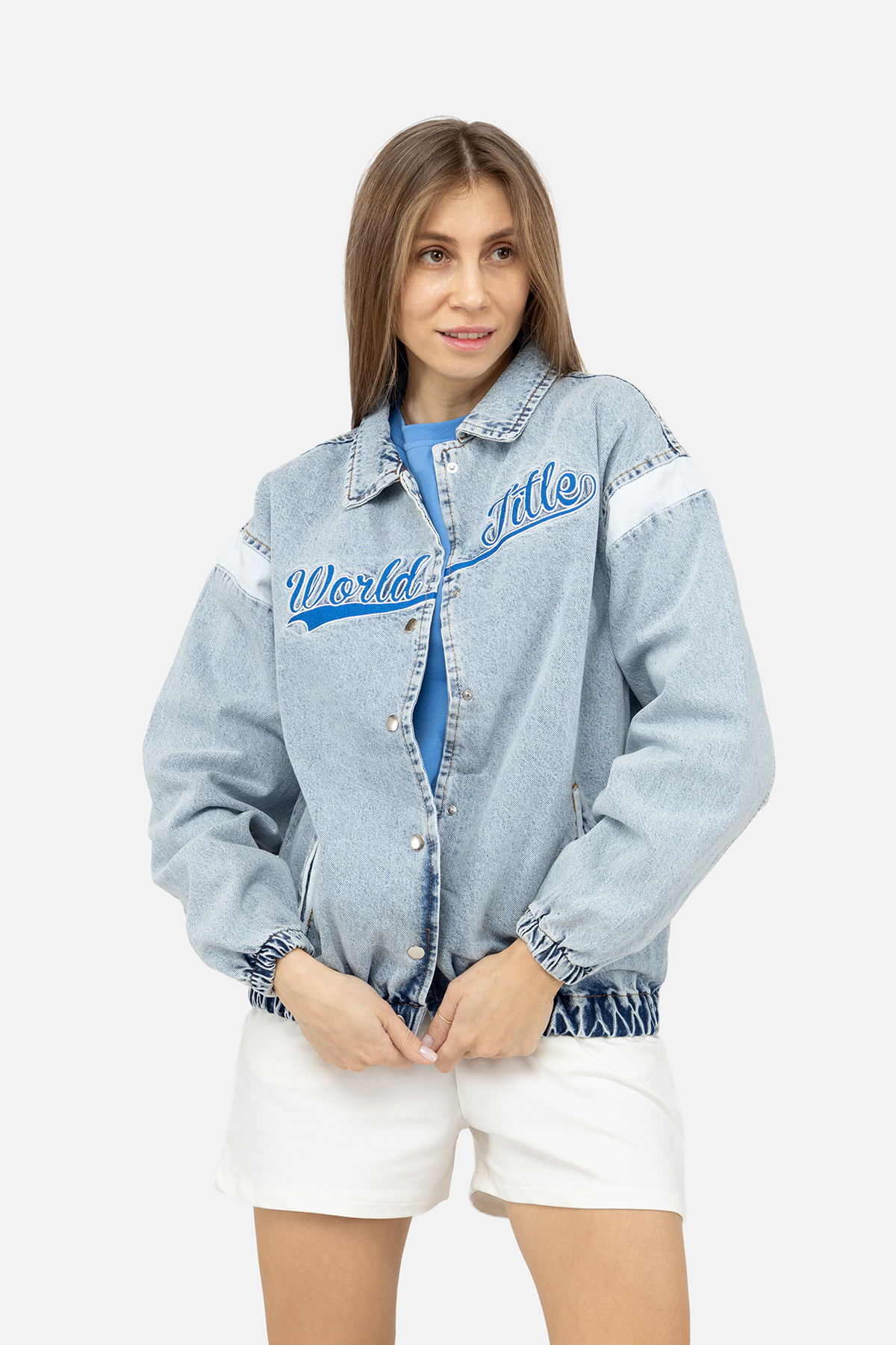 Женская джинсовая куртка Zarxlife L Голубой ЦБ-00247873 (SKT000988131)