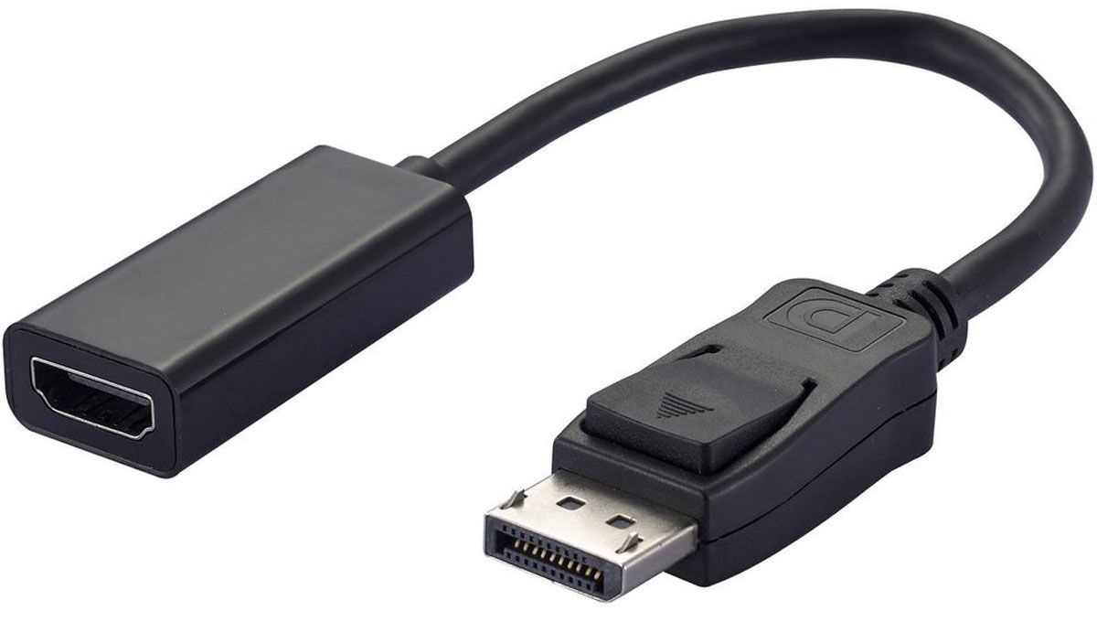 Перехідник моніторний Lucom DisplayPort-HDMI M/F (HDMIекран) v1.1 1080p 0.25m чорний (78.01.9005)