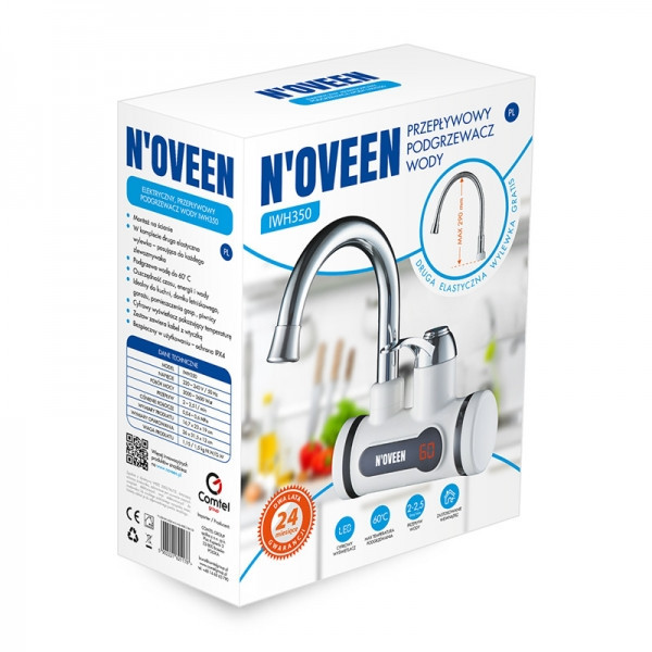 Водонагреватель проточный на столешницу Noveen IWH360 16,7х26х19 см Серебристо-белый