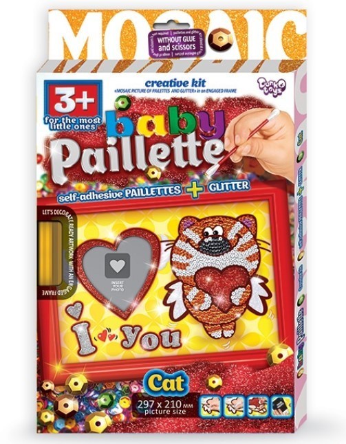 Мозаика из пайеток Danko Toys Baby Paillette: Котик PG-01-04