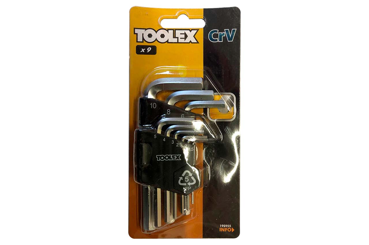 Набор ключей шестигранных Toolex 9 шт Серо-черный
