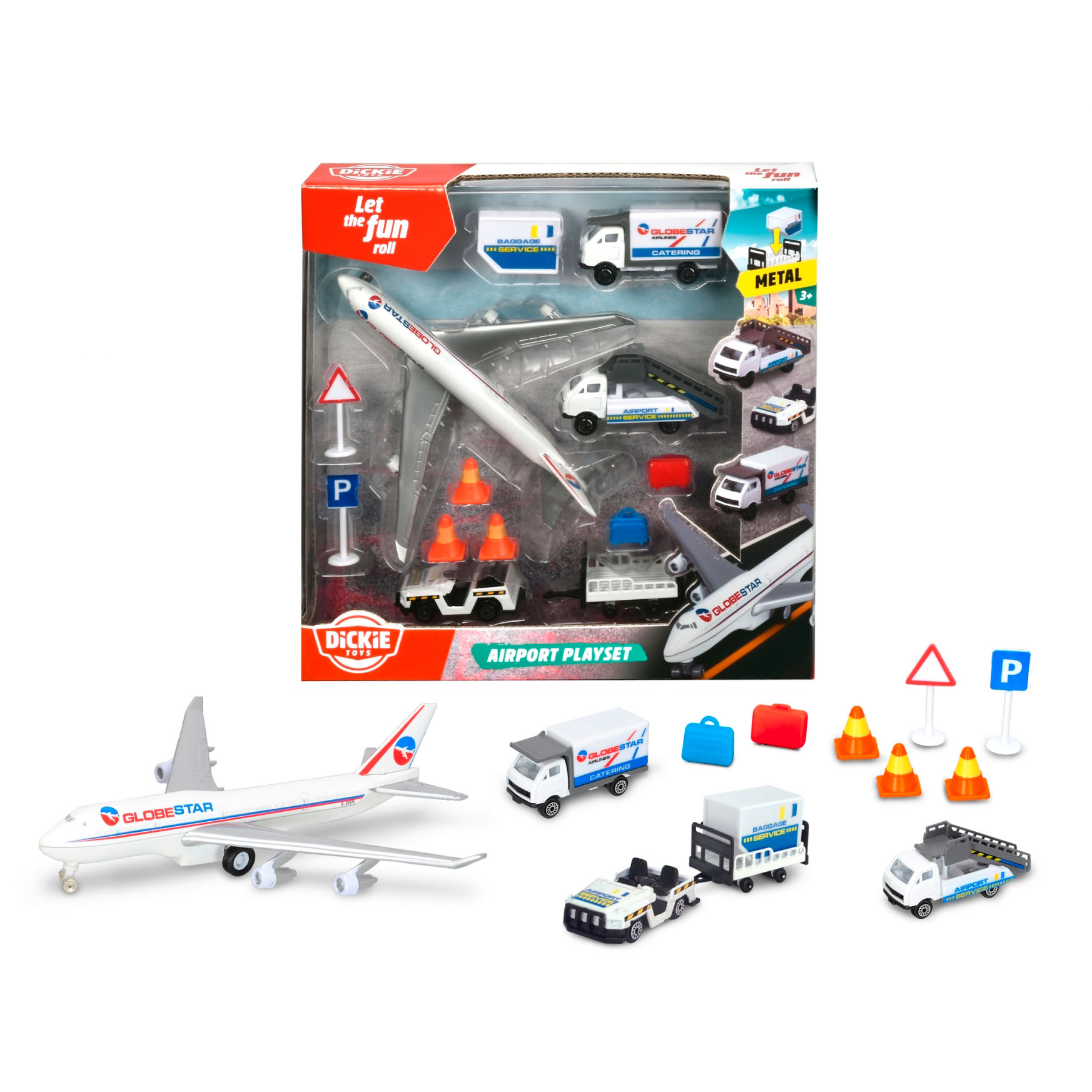 Детский игровой набор Dickie Toys Airport 3 машинки и 1 самолет Разноцветный (IG-OL185858)