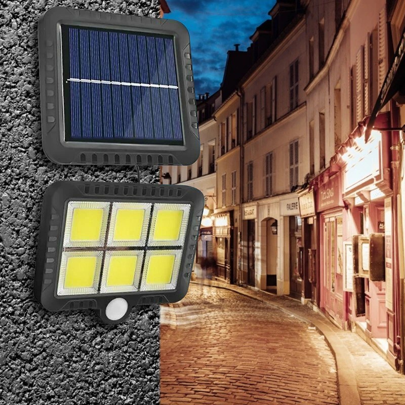 Настенный уличный светильник HEX 120 COB LED с выносной солнечной панелью датчик движения