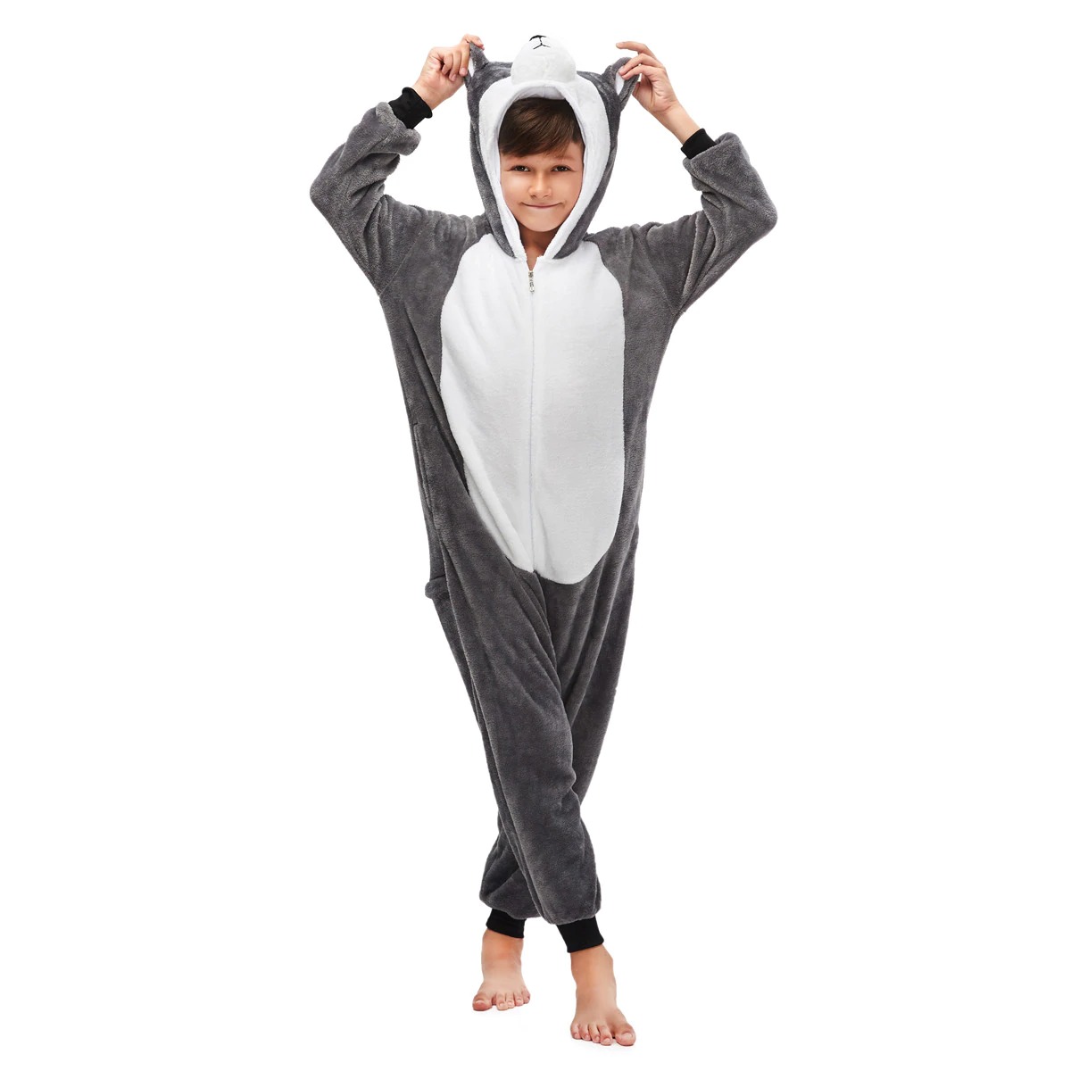 Пижама Кигуруми детская BearWear Хаски New (на молнии) S 105 - 115 см Серый (K0W1-0133-S)