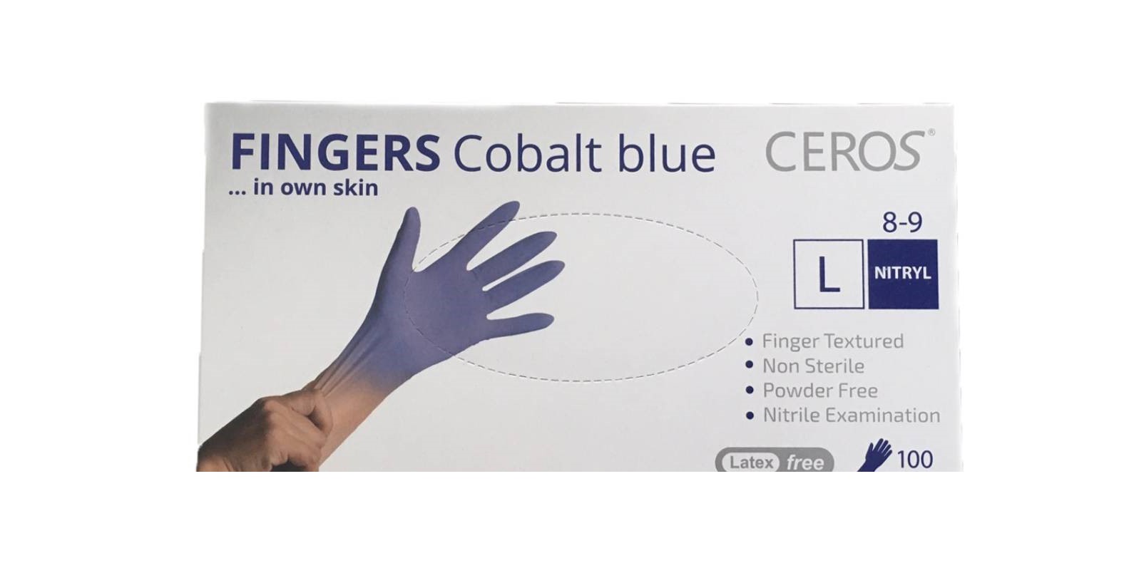 Рукавички нітрилові оглядові нестерильні неприпудрені CEROS FINGERS cobalt 100 шт L Сиреневый