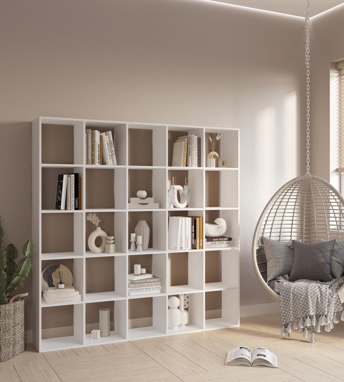 Стеллаж для книг и декора на 25 ячеек No Brand ST-16 1776х300х1776 мм Белый (22651960)