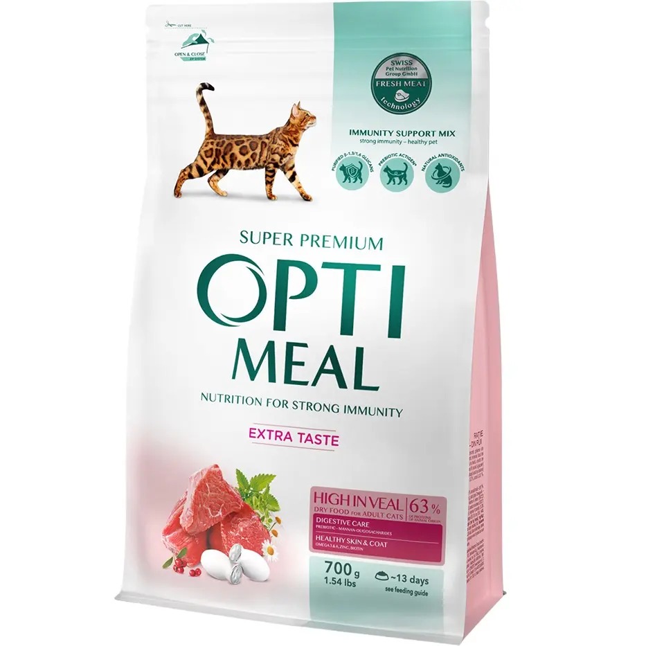 Сухой корм для котов Optimeal Adult Cat High in Veal с высоким содержанием телятины 700 г (59943)