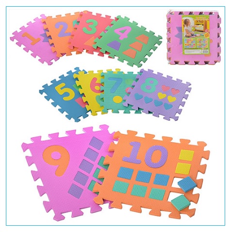Дитячий ігровий килимок-пазл Цифри та Фігури M0375 Різнокольоровий (10-28-M0375)
