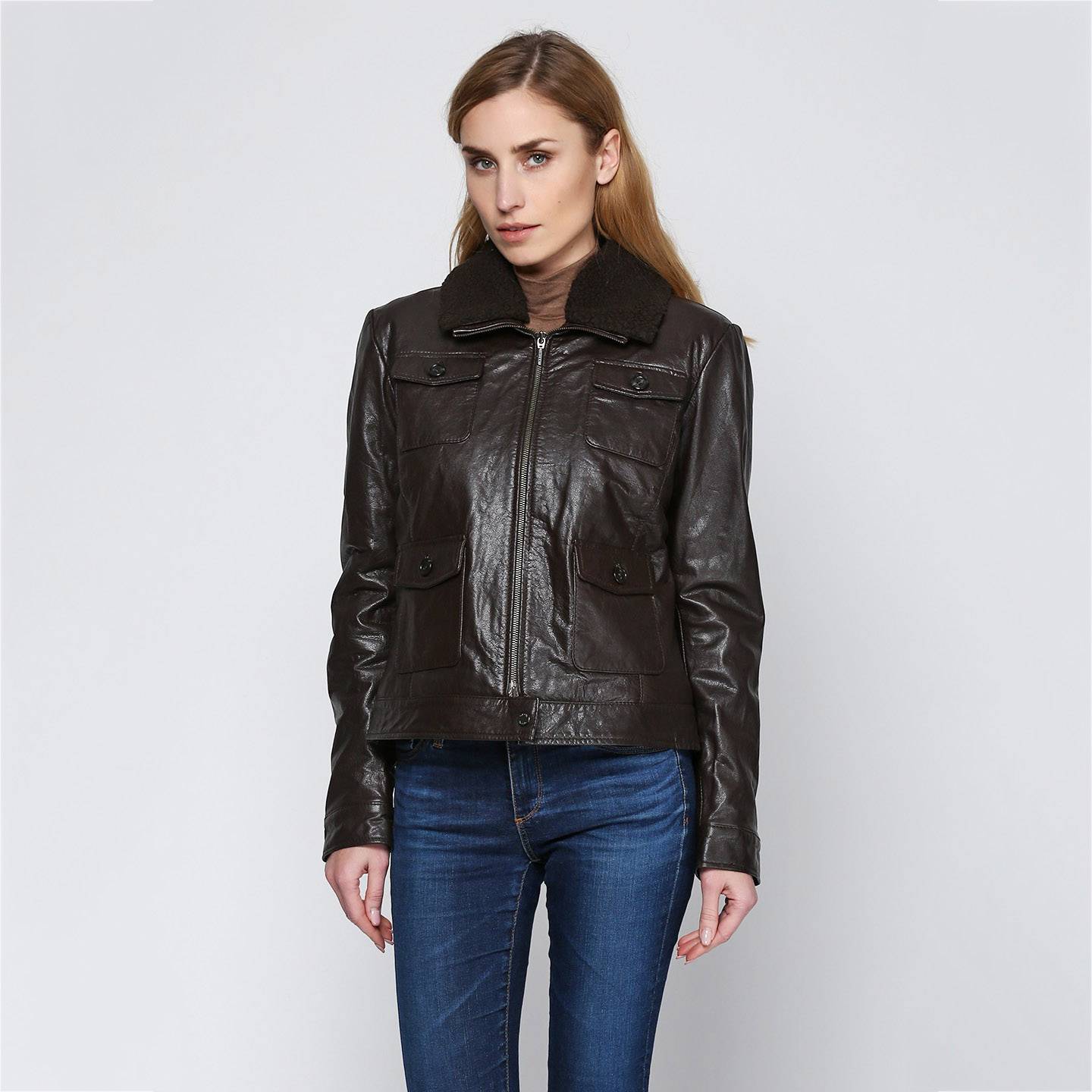 Куртка жіноча Geox W2422E DARK BROWN 46 Коричневий (W2422EDKBR)