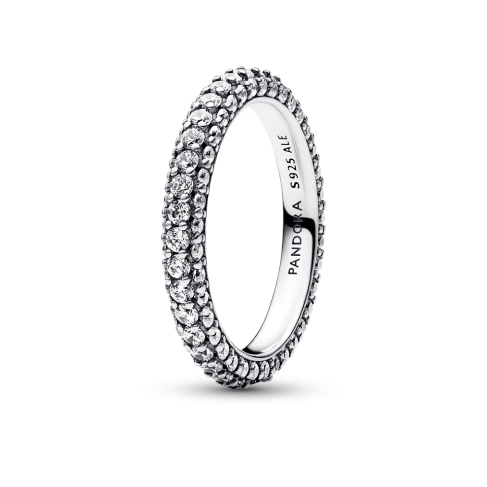 Серебряное кольцо Pandora "Ряд паве" 50