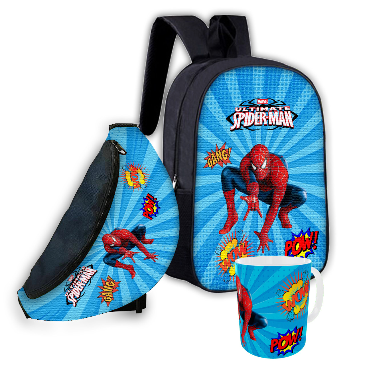 Дитячий набір Spider-Man: рюкзак, бананка та кружка, 3 предмети