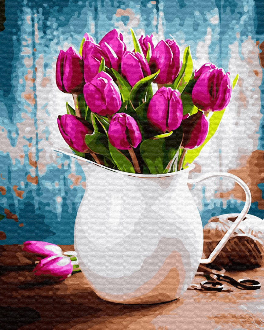 Картина за номерами BrushMe "Тюльпани у чашці" 40х50 см GX31612