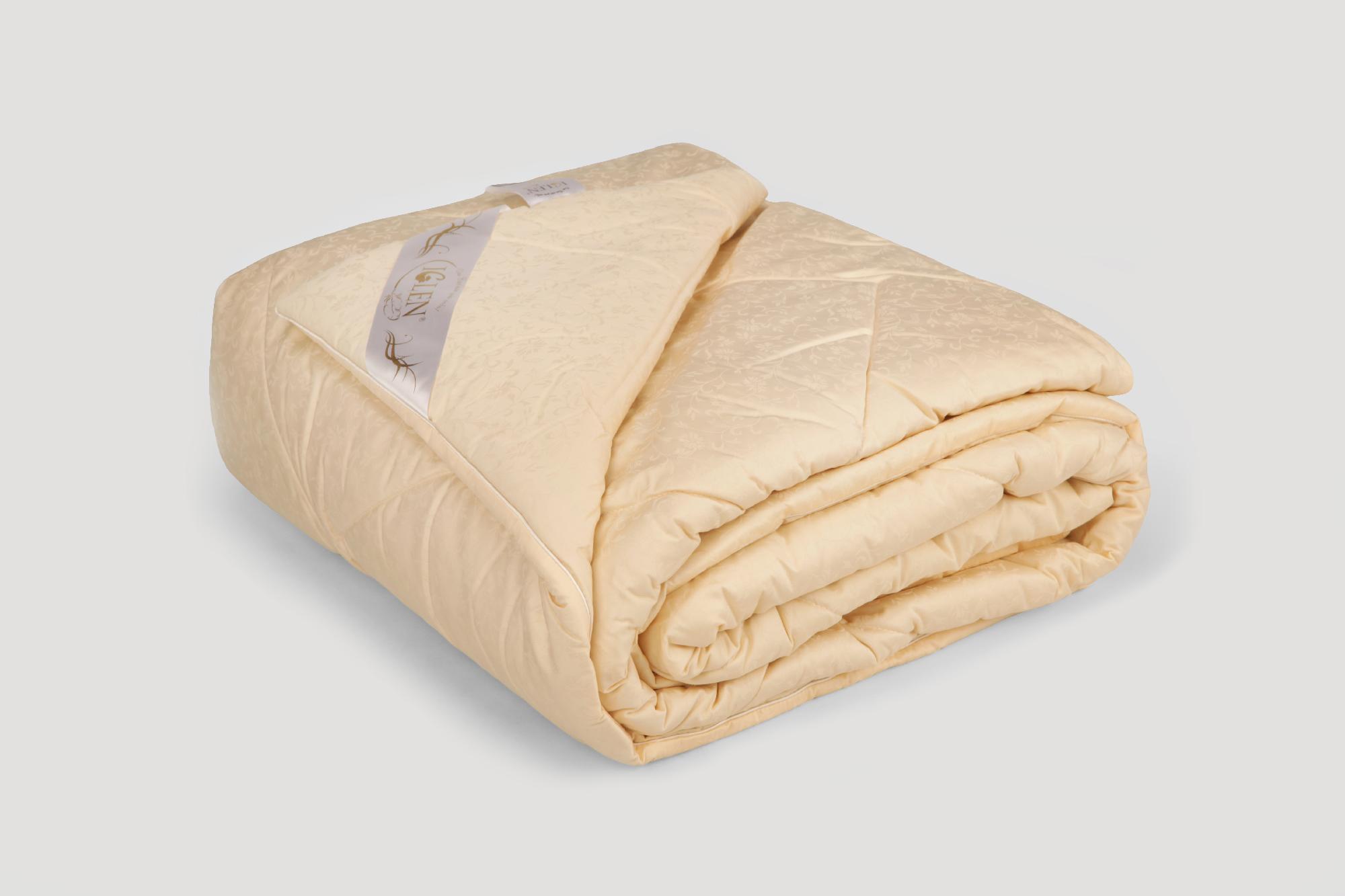 Одеяло IGLEN из овечьей шерсти в жаккардовом дамаске Зимнее 220х240 см Персиковый (2202405PCH)