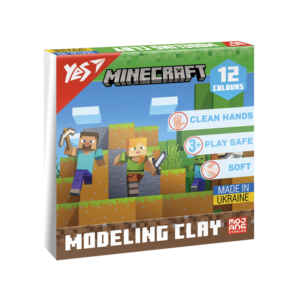 Пластилин YES Minecraft 12 цветов 240 г (540668)