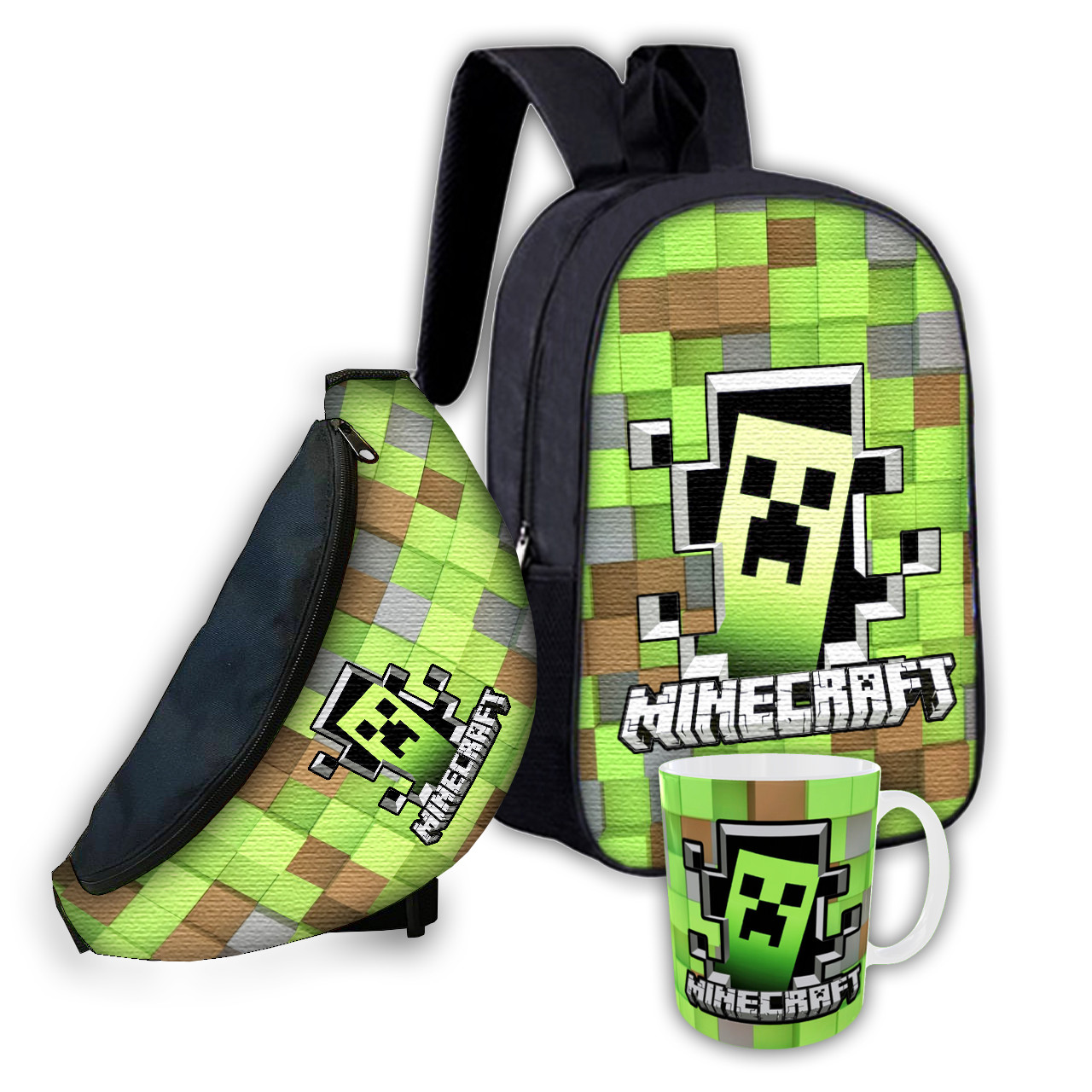 Дитячий набір: рюкзак, бананка та гурток Minecraft, 3 предмети