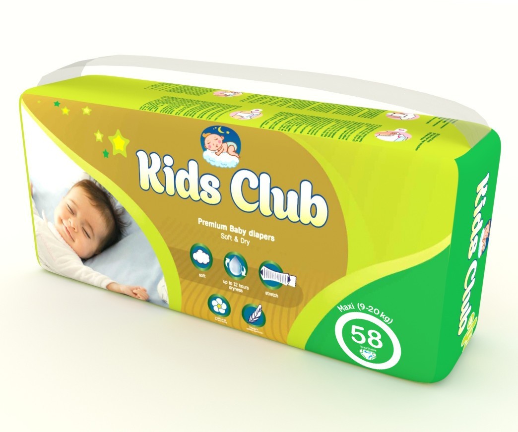 Детские подгузники Kids Club 4 Maxi 9-20 кг 58 шт