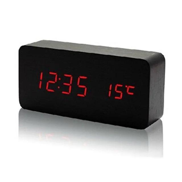 Настольные часы ART-862 от сети + батарейки часы-будильник, дата, температура 16х8х5см Черный-Красный