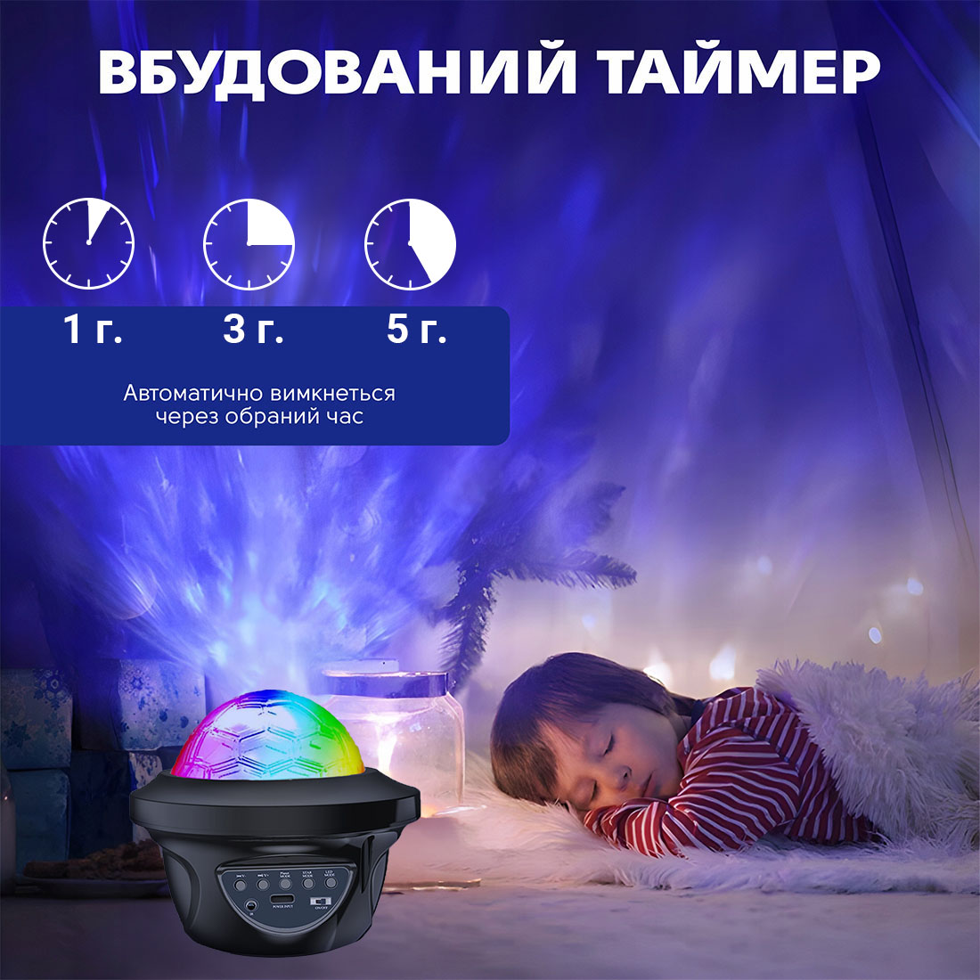 Ночник шар проектор звездного неба Inspire RD038 Планеты 12х16 см Черный
