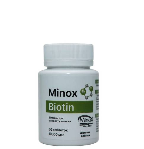 Витамины для волос кожи и ногтей MINOX Biotin 60 табл