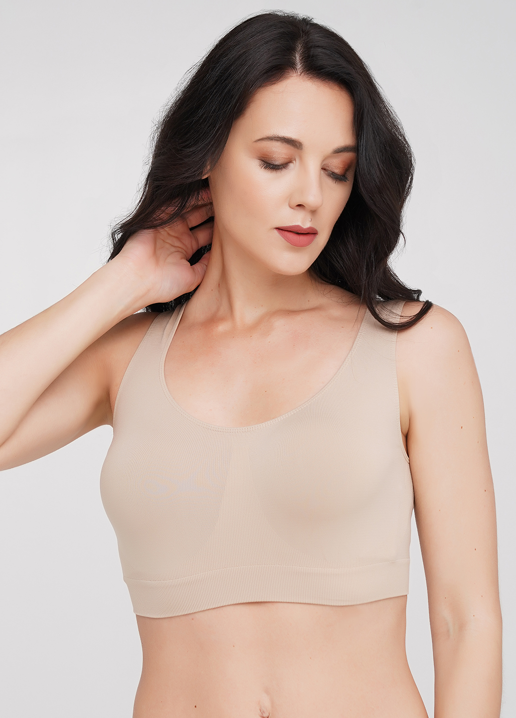 Бесшовный топ на широких бретелях Giulia TANK TOP naturale-L/XL Бежевый
