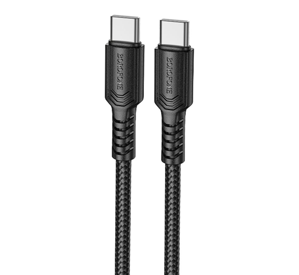 Кабель синхронизации Borofone BX116 Nylon Type-C to Type-C 60W/3A 1м Black (37160_3610584)