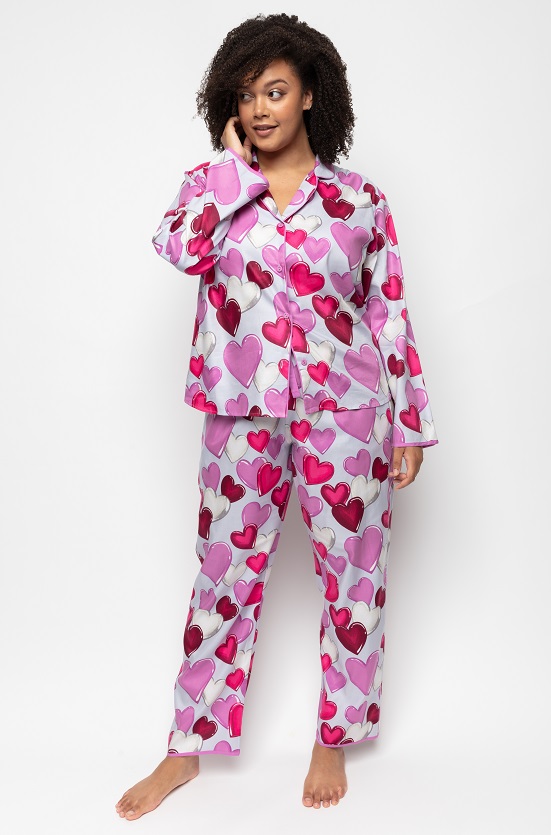 Піжама жіноча Cyberjammies Viola 9558-9559 16/XL Сірий з принтом серця (5051877450349)