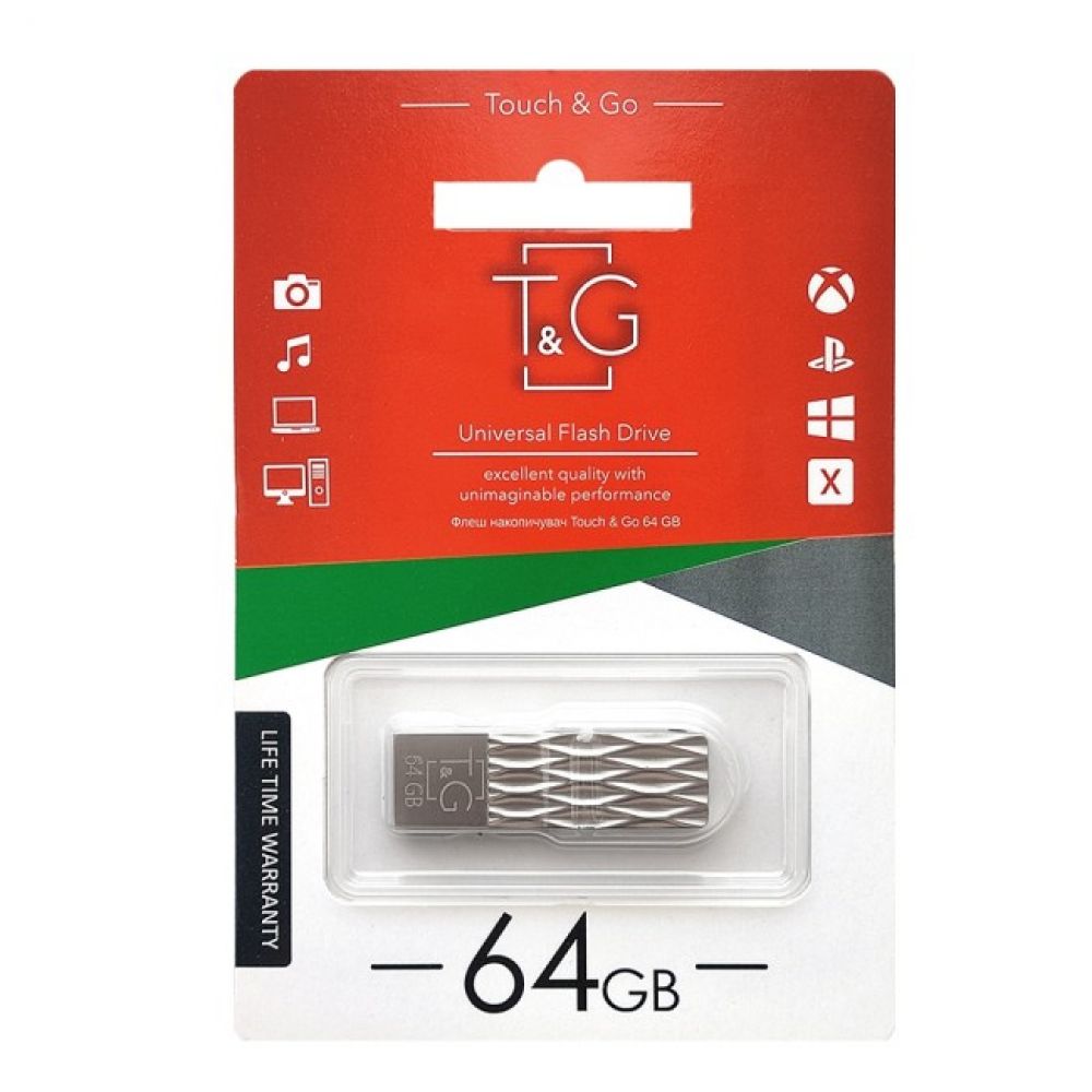 Флеш пам'ять T&G USB 2.0 64GB Metal 103 Steel
