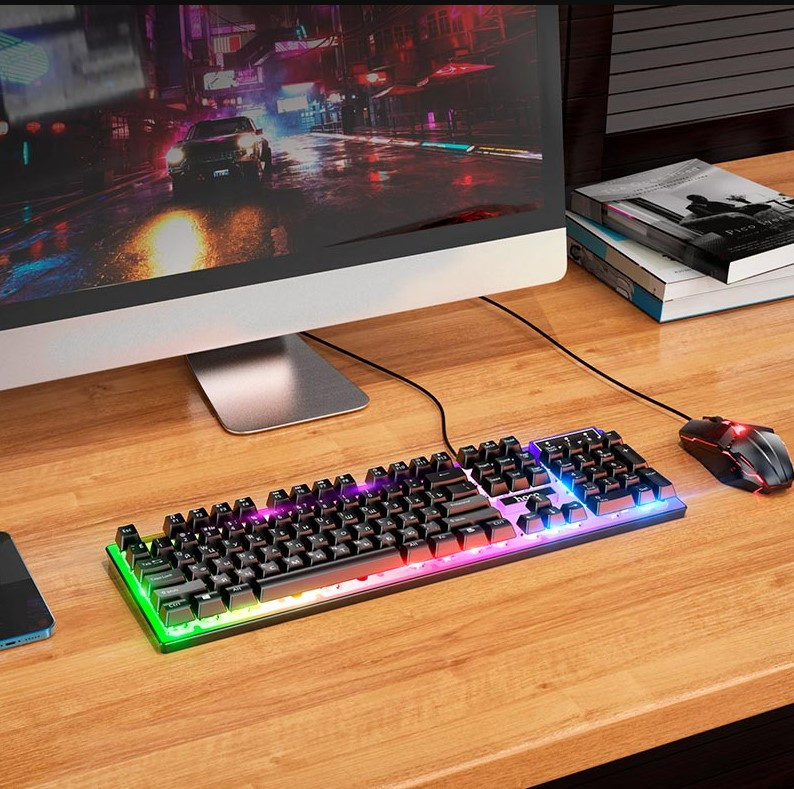 Игровой набор клавиатура + мышь Hoco GM18 с RGB подсветкой