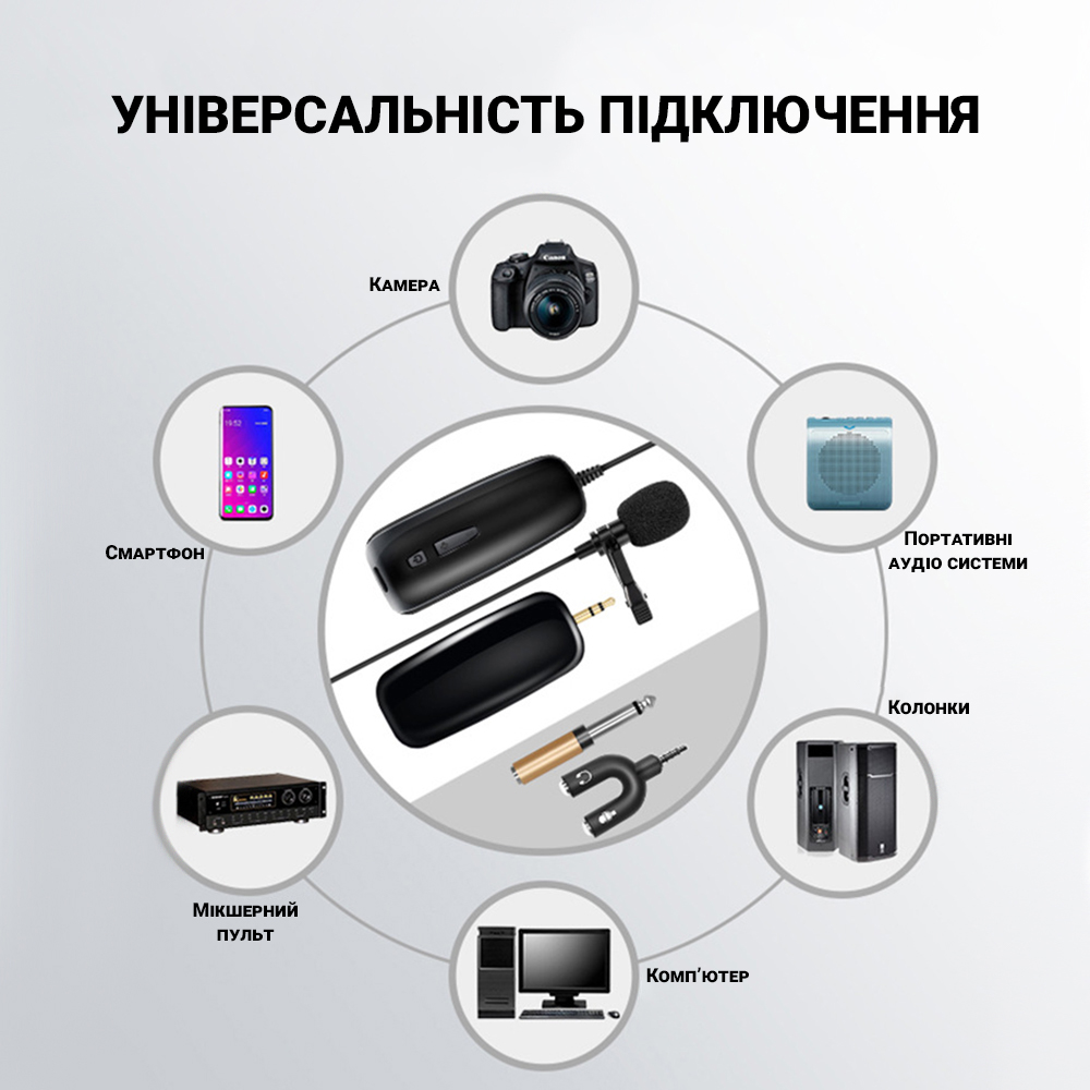 Беспроводной петличный микрофон Savetek P7-UHF 3-pin до 50 метров