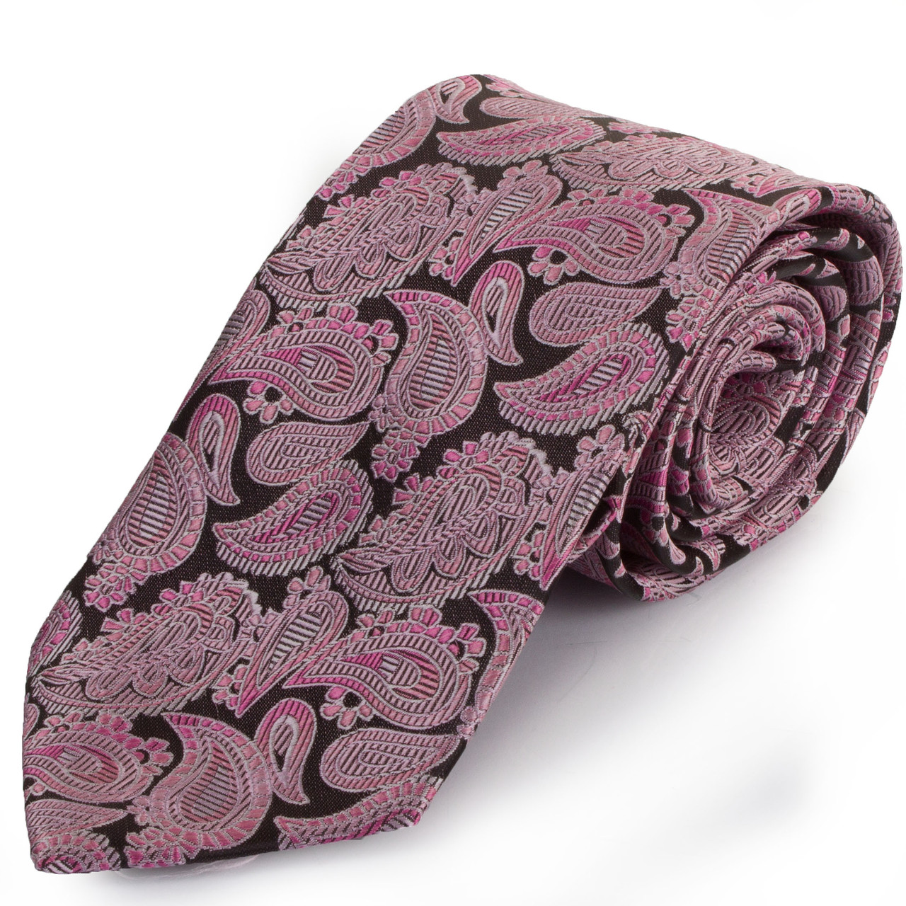 Краватка поліестерова стандарт Schönau-11 чорно-рожевий