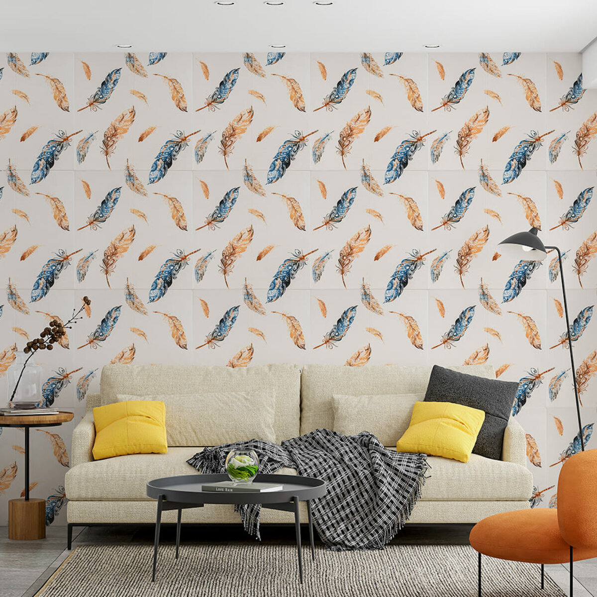 Панель стінова 3D 700х770х4мм пір'я різнобарвне (D) Sticker Wall SW-00002001